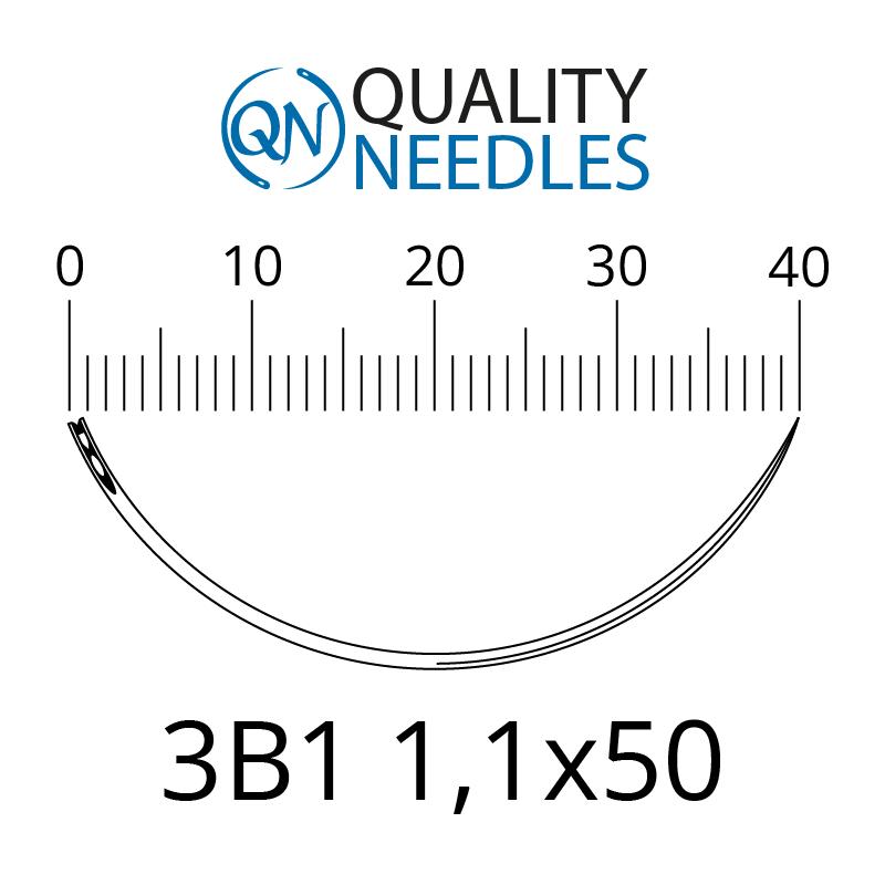 Голки хірургічні ріжучі, 3/8, пружинне вушко, розмір 1,1х50 мм, 10 шт.
